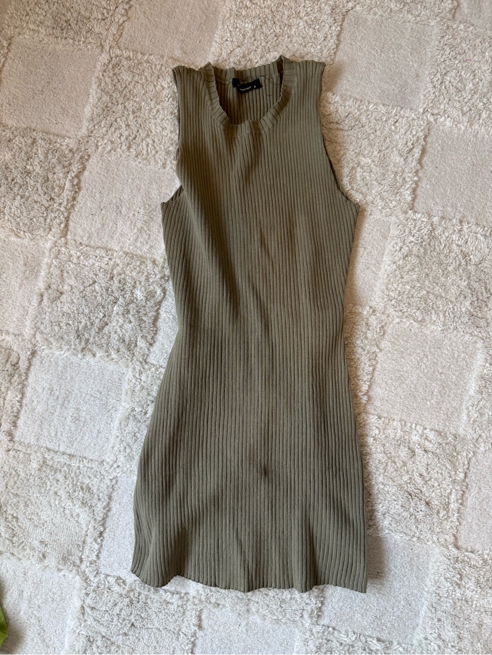 Olivaceous Olive Ribbed Midi Tank Dress